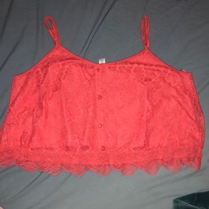 Pink lace crop top